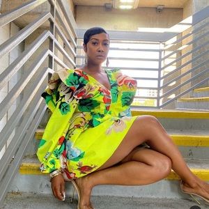 Christopher John Rodgers floral sleeve ruffle dress